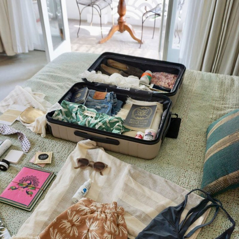 traveling with away luggage.