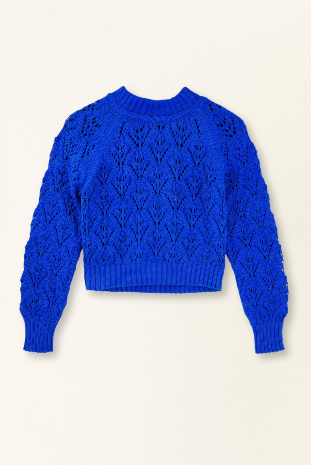 Blue sweater with a pattern on a white background