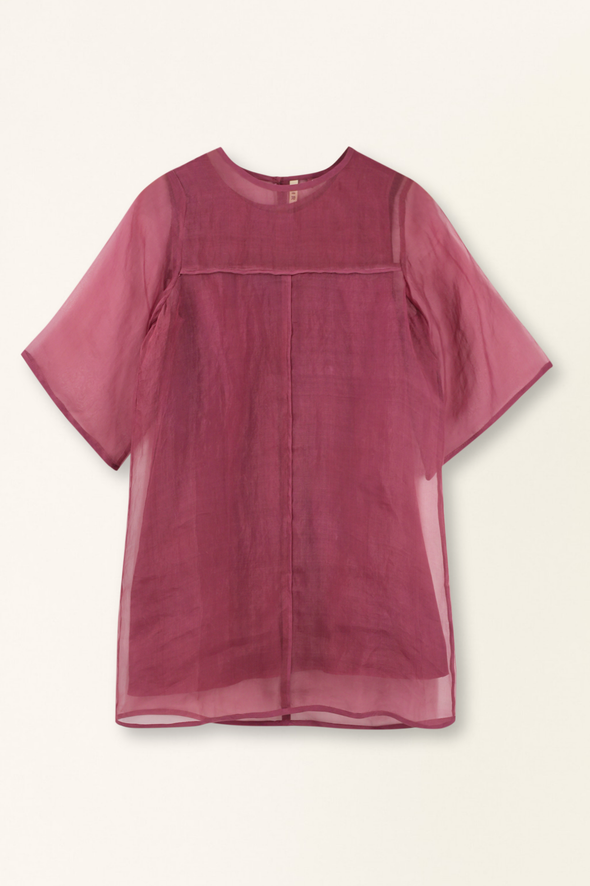 Mauve sheer blouse on a white background
