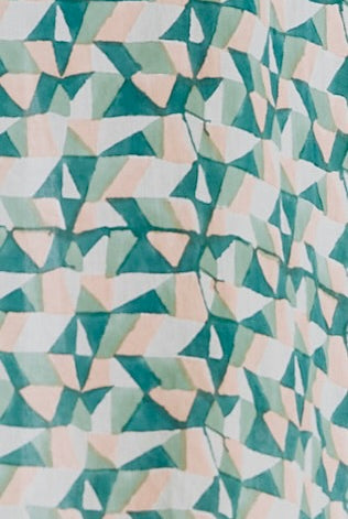 Girl wearing MIRTH women's "sonoma" coverup v-neck short dress in seaglass green