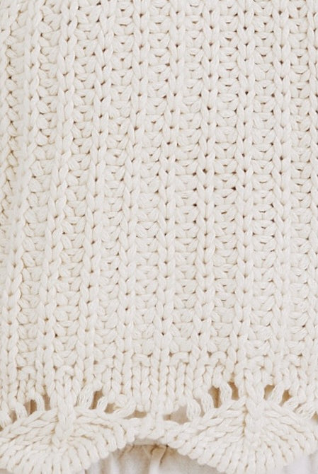 Girl wearing MIRTH women's knit sleevless borocay tank top coverup in bone cream