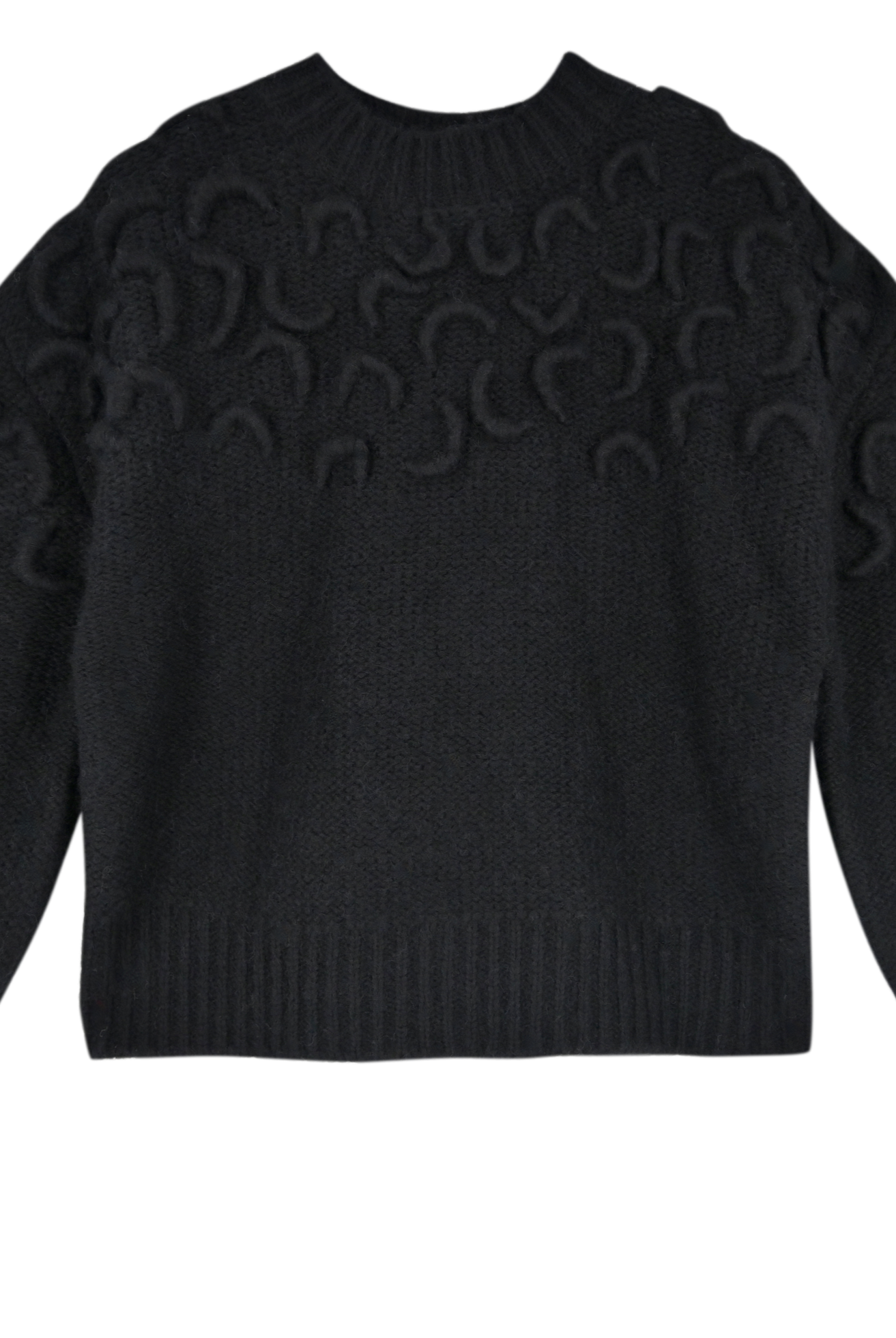 Girl wearing MIRTH women's knit cusco pullover sweater in black wool