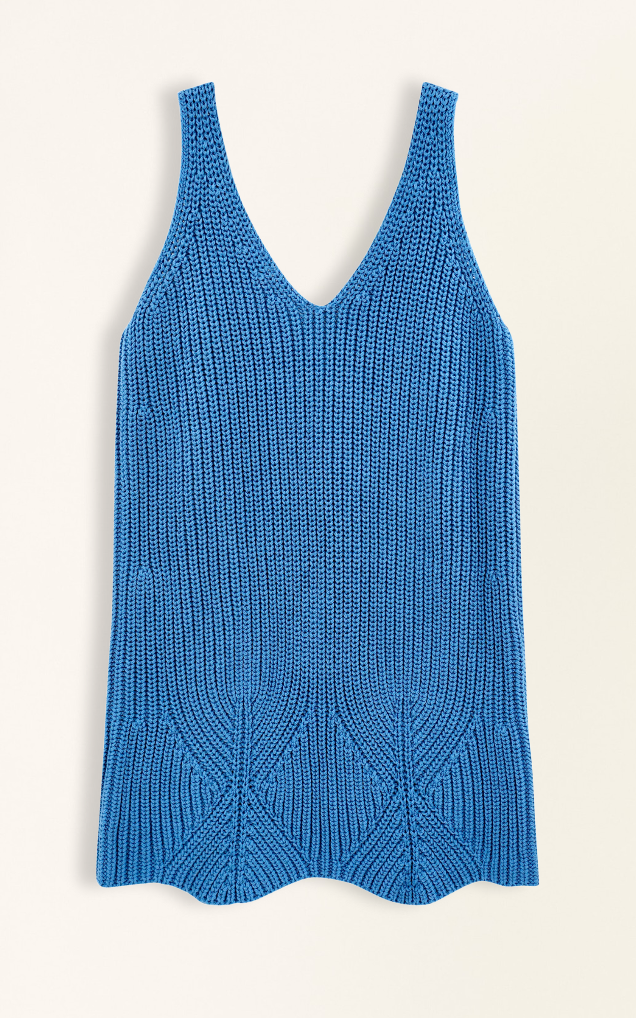 Mirth Arles Knit Mini Dress Cerulean Tanguis Cotton with Deep V Neckline & Scalloped Hem, Small Mirth Arles Knit Mini Dress Cerulean Tanguis Cotton with Deep V Neckline & Scalloped Hem, Small