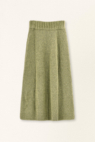 Green knit skirt on a white background