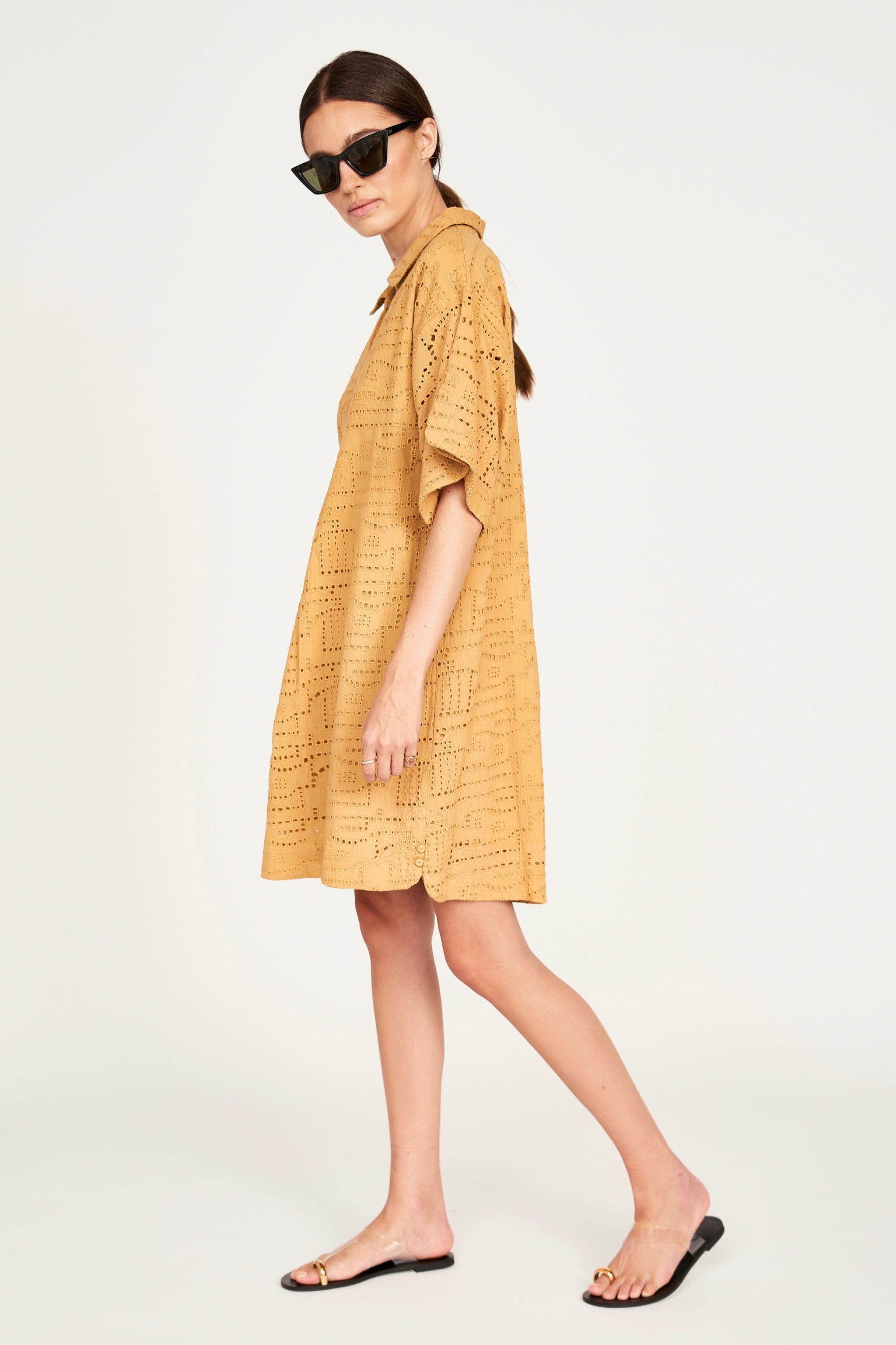 Lanai Popover Dress in Golden Eyelet XS