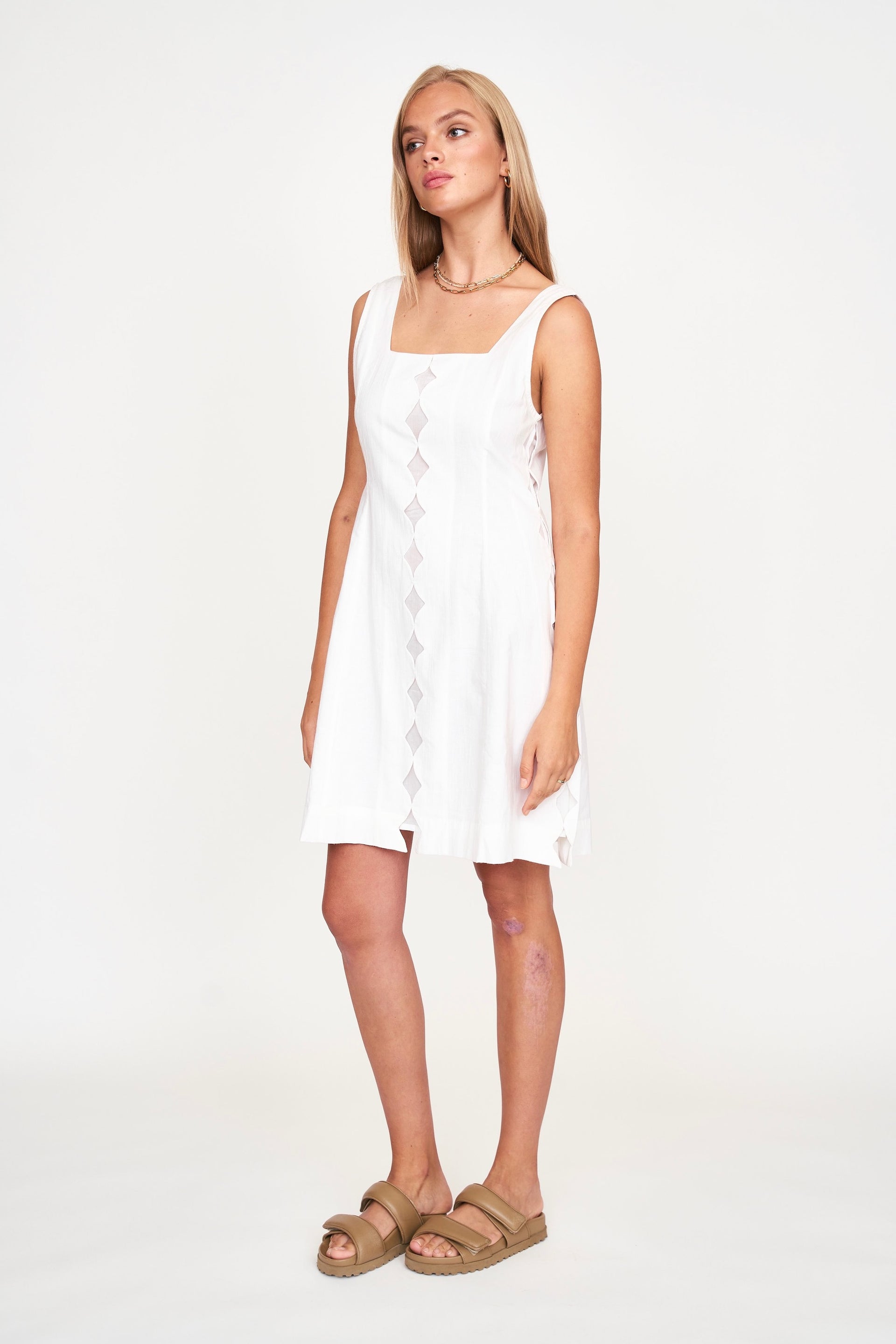 white short spring dress Ives Front Tie Mini Dress M