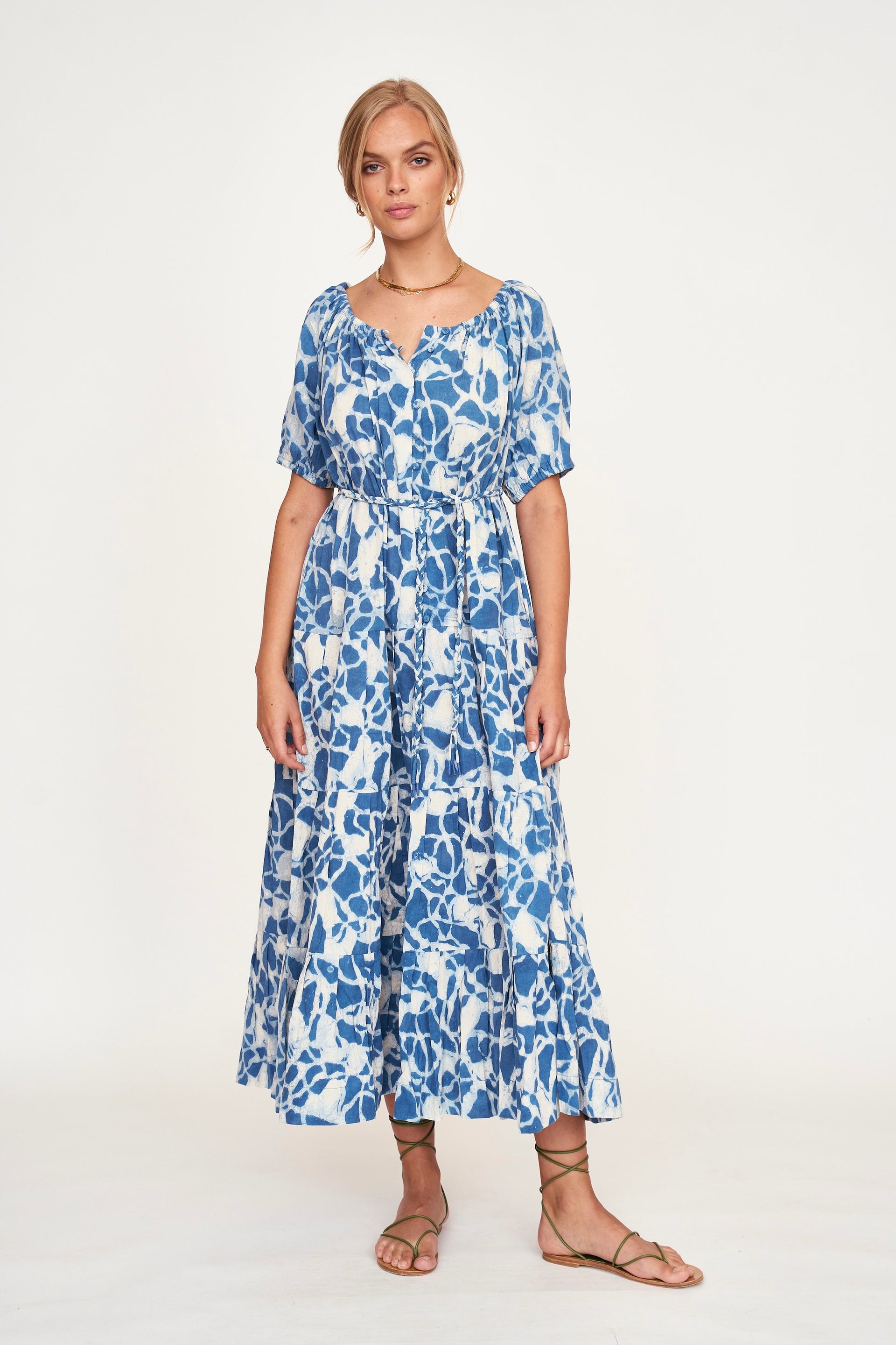 Capri Dress in Indigo Crackle MIRTH Capri Dress in Indigo Crackle MIRTH