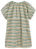 Girl wearing MIRTH women's short nightgown dress in jawbreaker green cotton