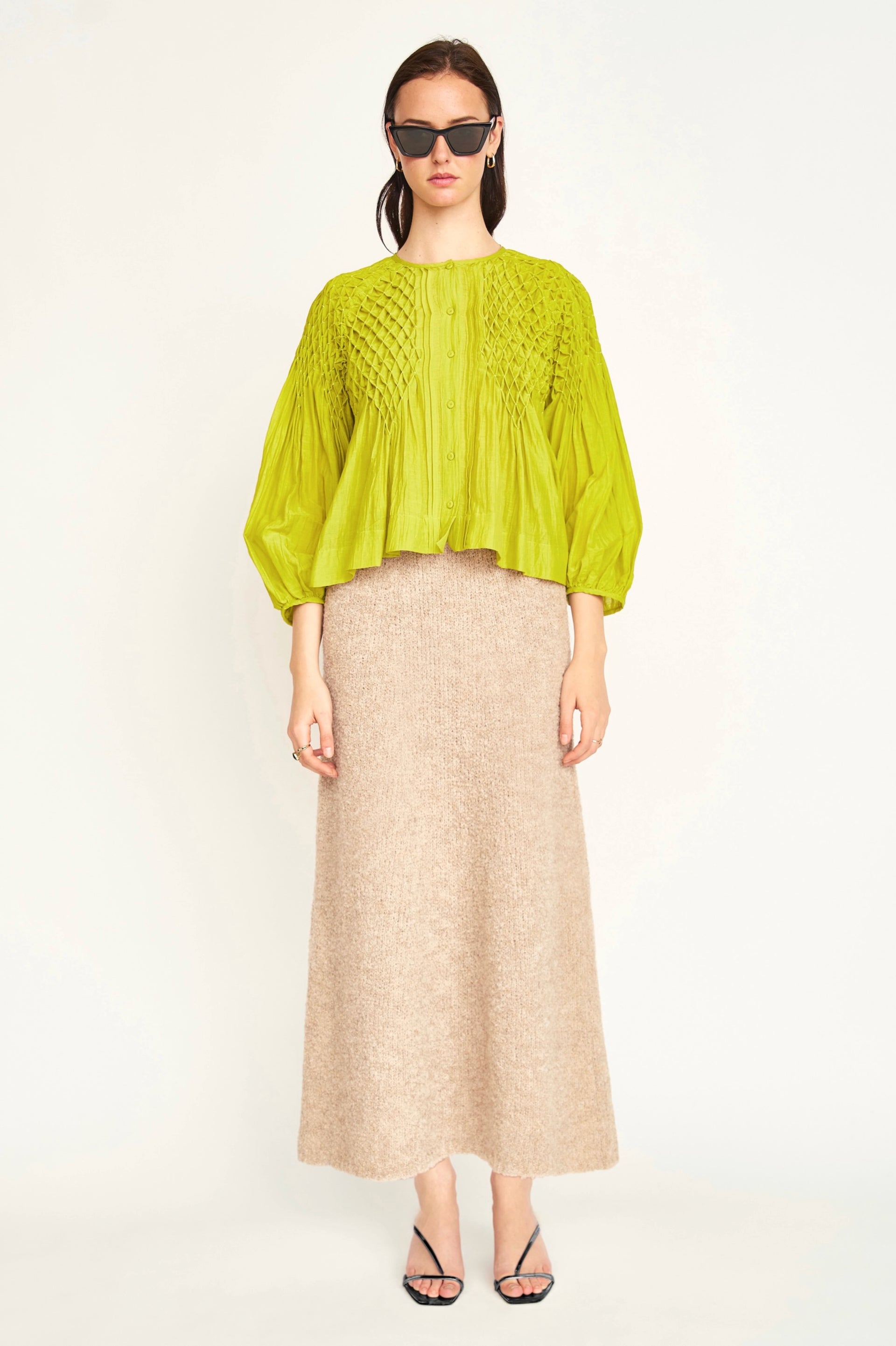 Ynez Hand Smocked Blouse Citronelle