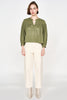 oslo blouse in olive jamdani