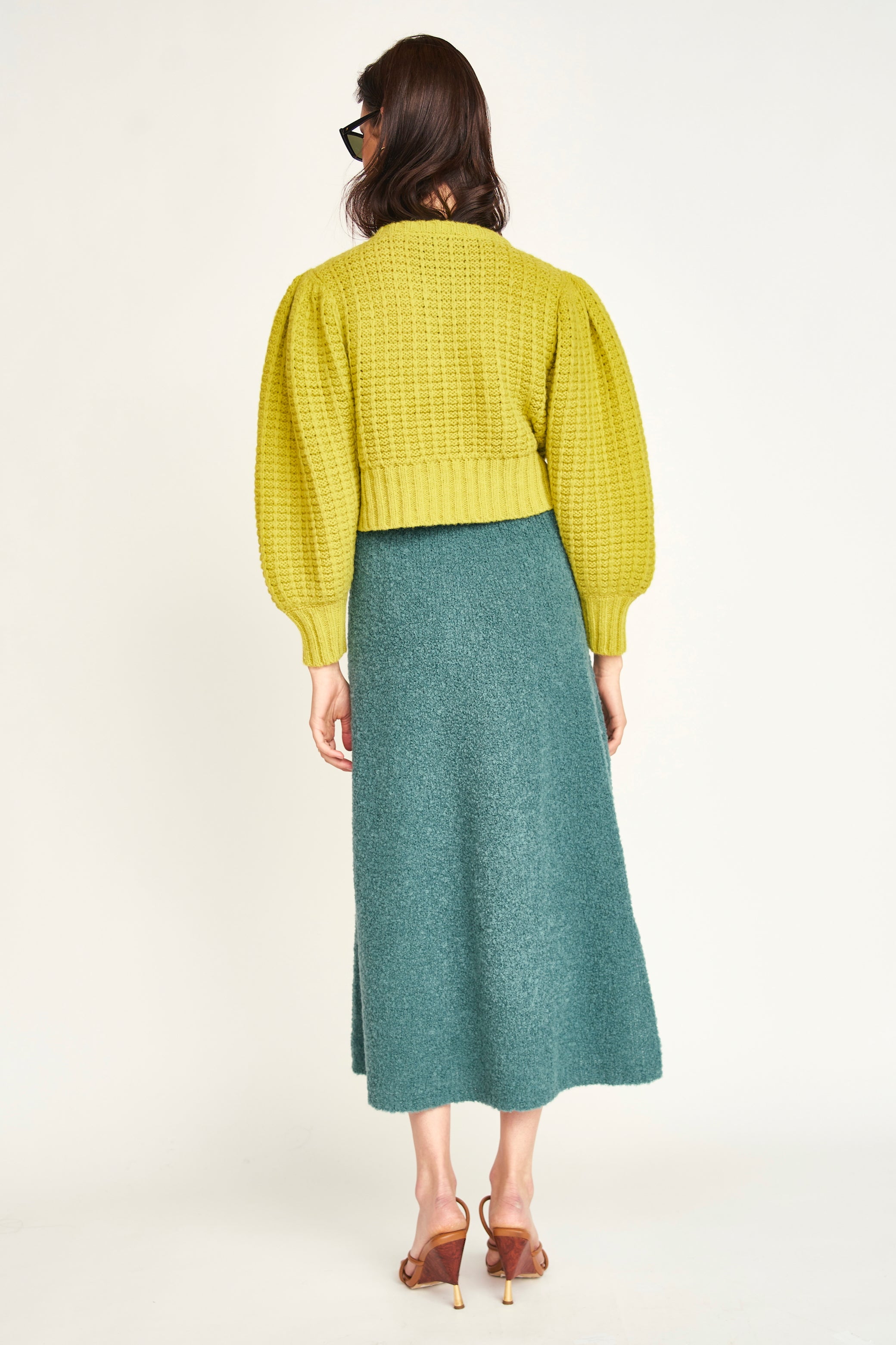 NKNIT bouclé KNIT king skirt & mini tops Estes Boucle Skirt in Spruce – MIRTH