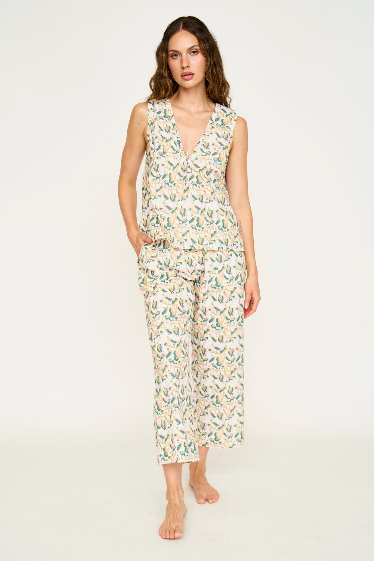Pajama Pant & Camisole Set Garden Bird