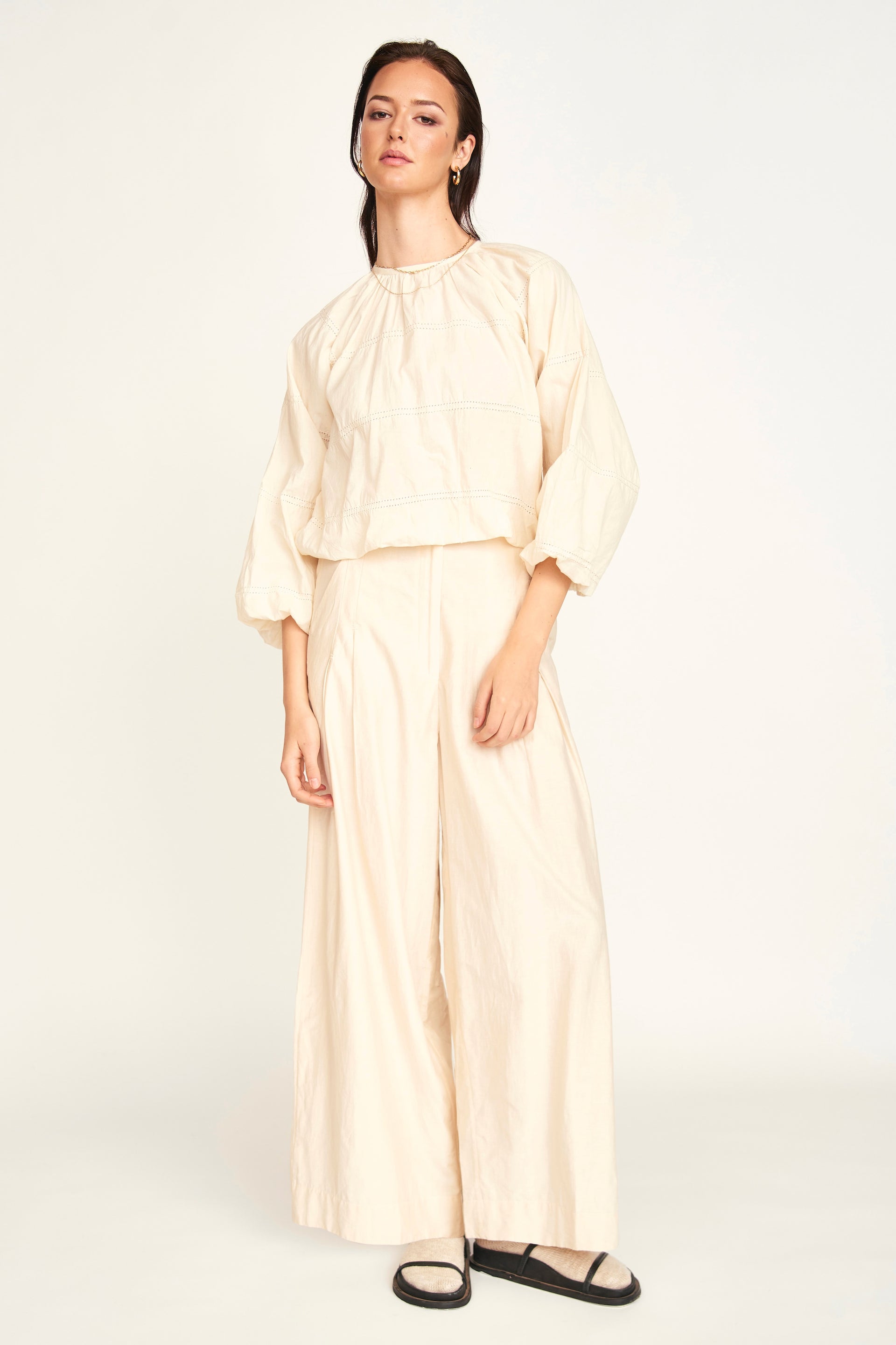 Lecce Wide Leg Pant Alabaster