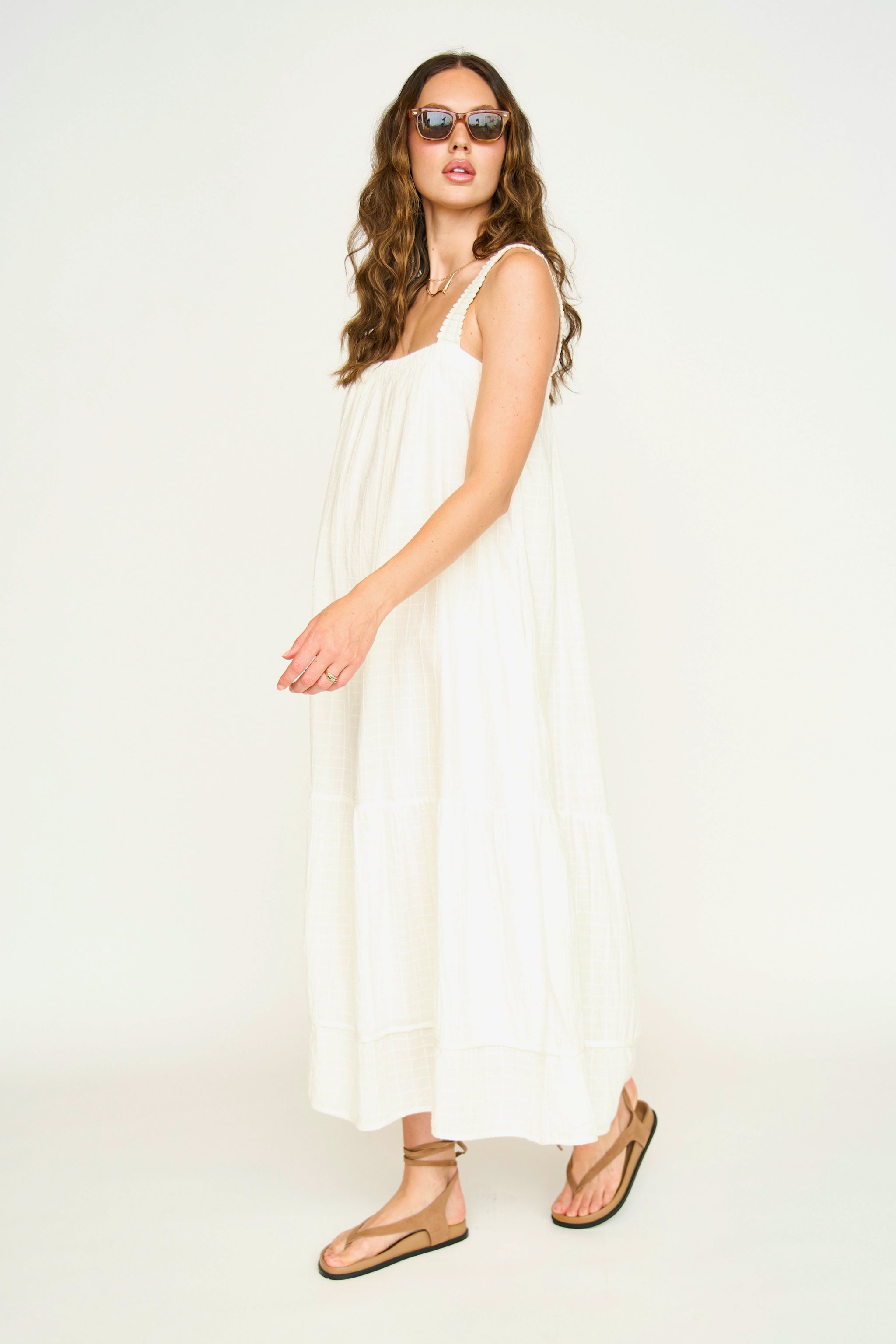 Monaco Dress in White Boxstitch – MIRTH