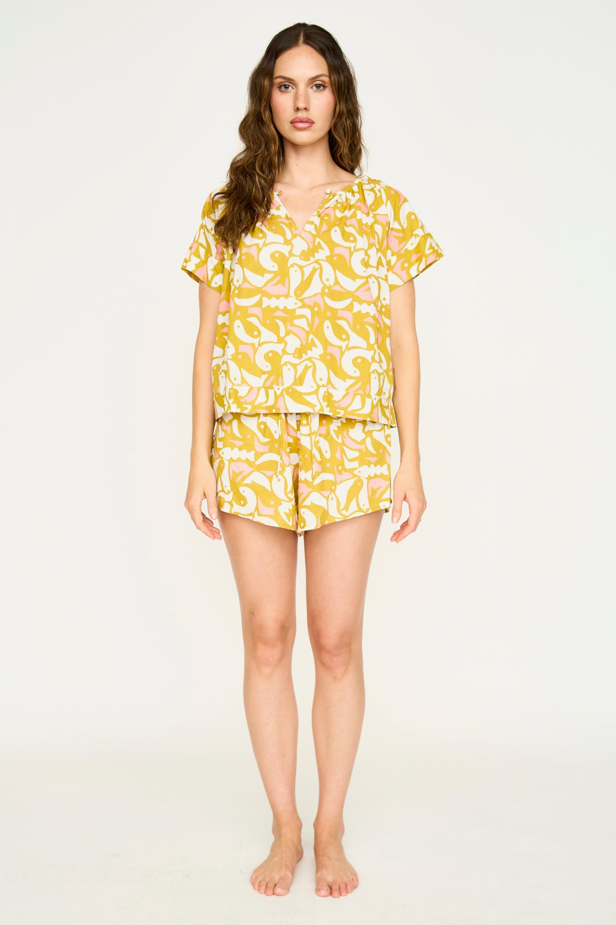 Pajama Tap Short Set Canary