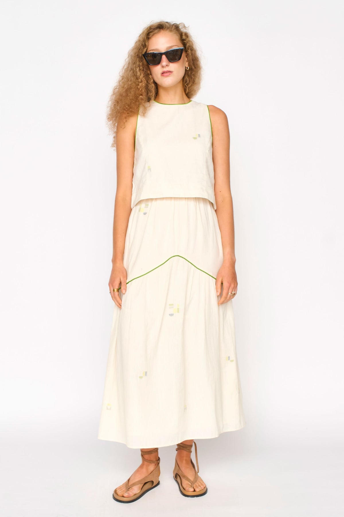 Santanyi Tank Lime Jamdani