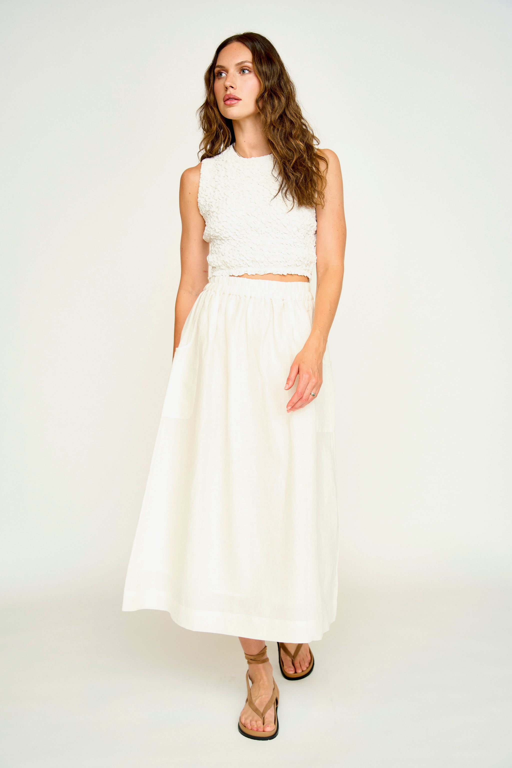 TFW49 CARDBOARD MATERIAL SKIRT ホワイト　M BOX PLEATED SKIRT | TFW49（ティーエフダブリュー）Official EC
