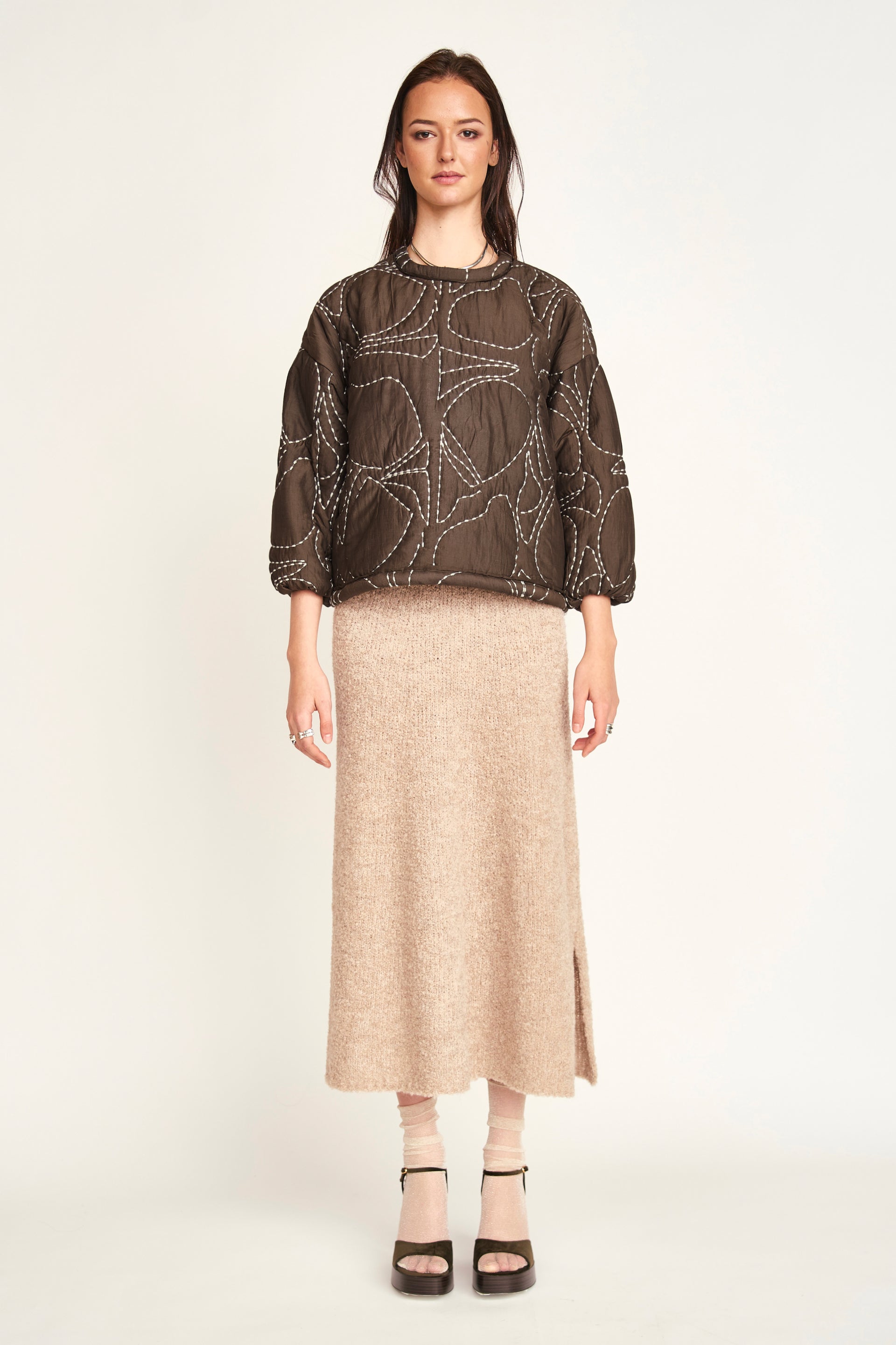 Yukon Quilted Sweatshirt Walnut Jurassic Kantha