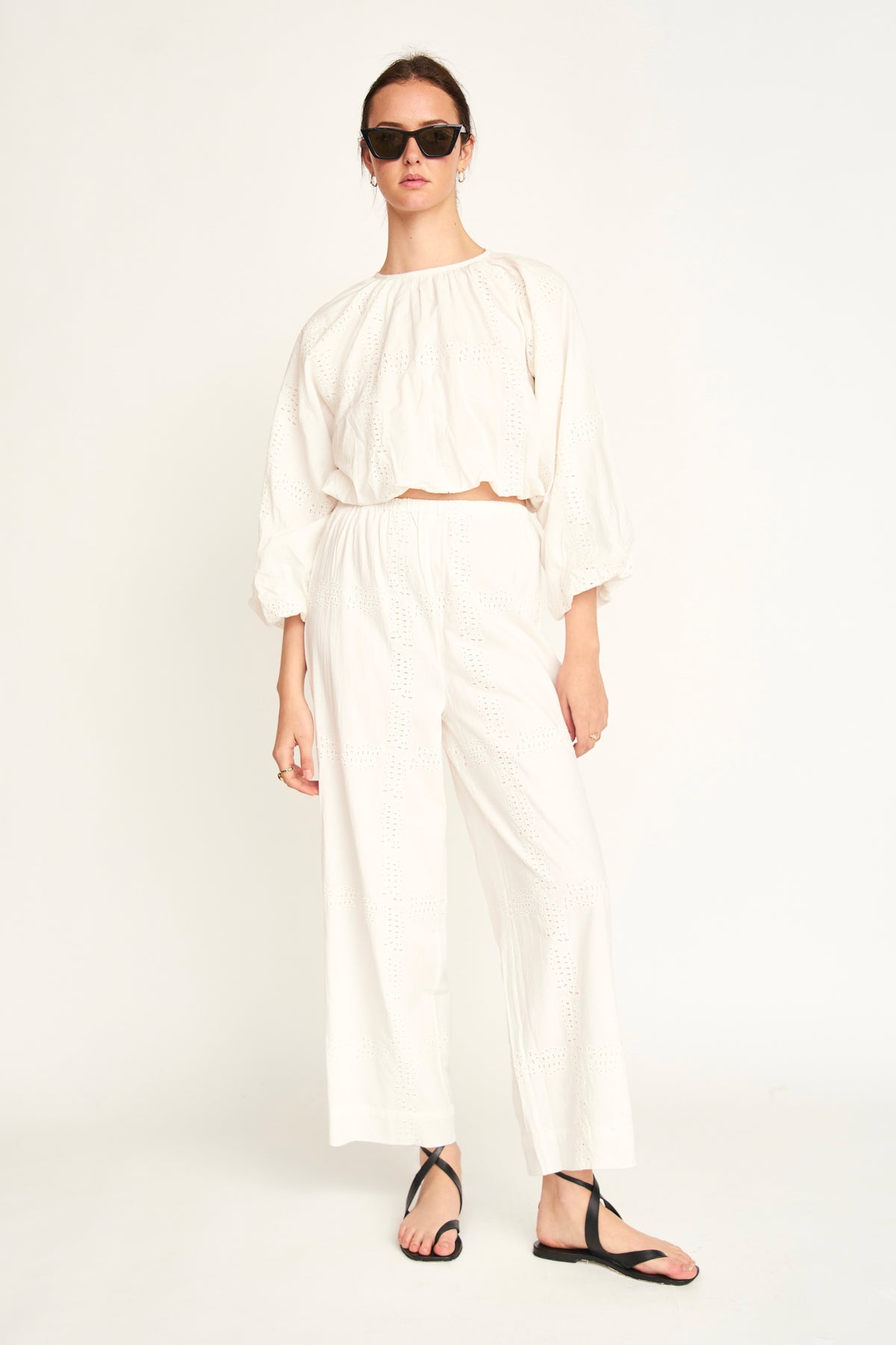 Baden Pant in White Marine Eyelet