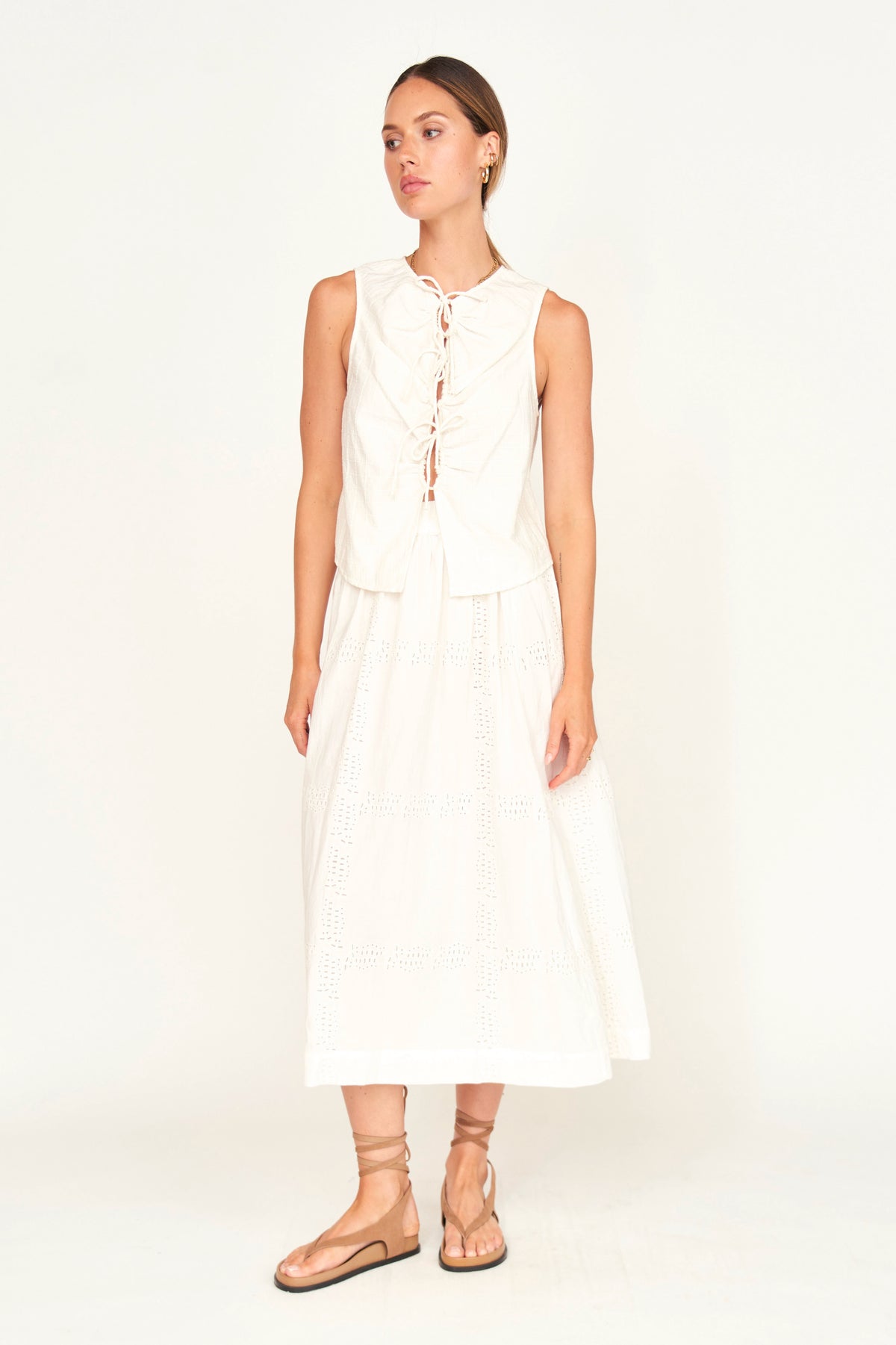Verona Skirt in White Marine Eyelet