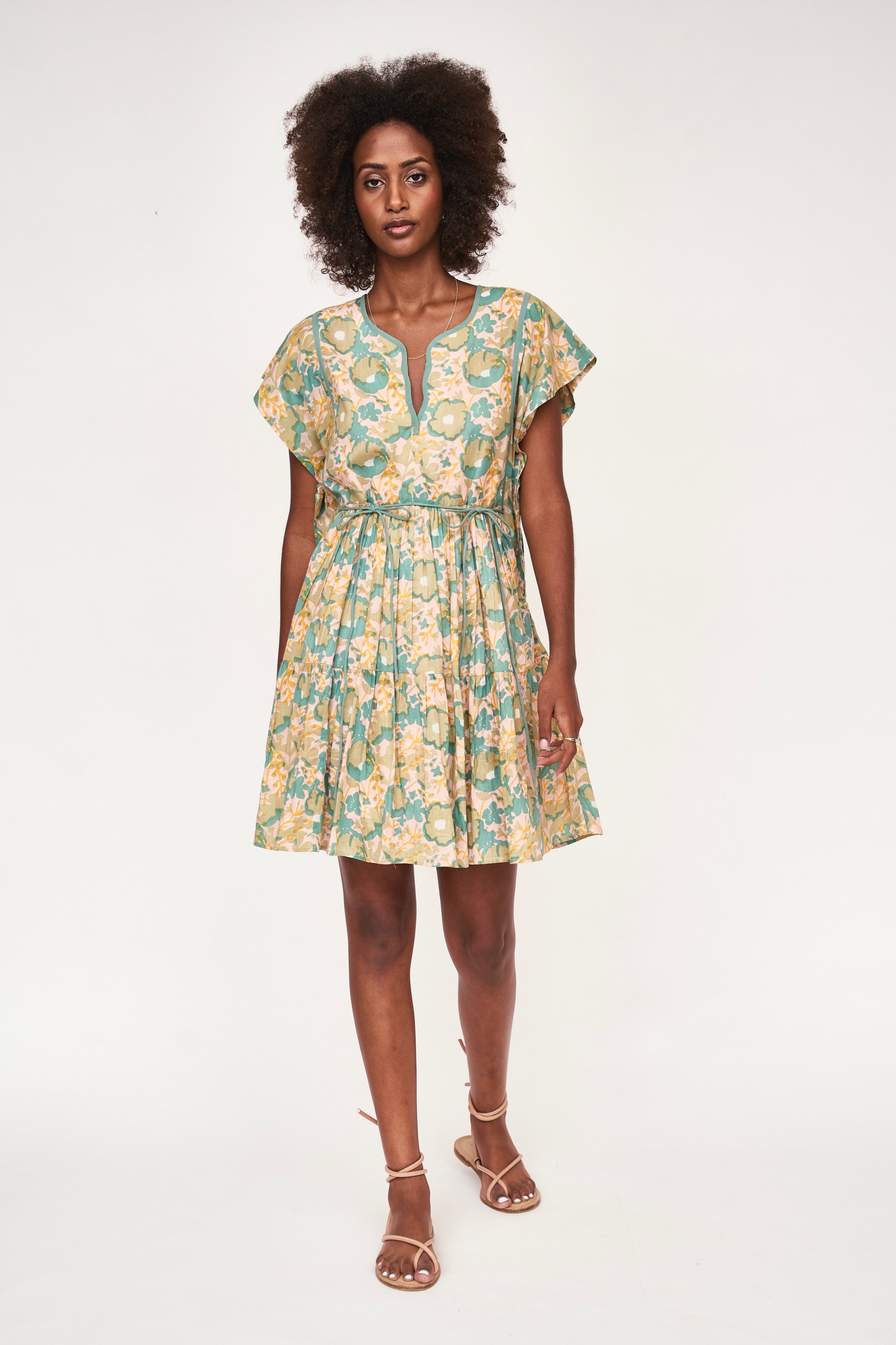 Sonoma Short Dress in Olive Bloom