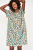 Girl wearing MIRTH women's short nightgown dress in onyx bloom floral cotton