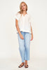 kerala short sleeved blouse in white pinstripe