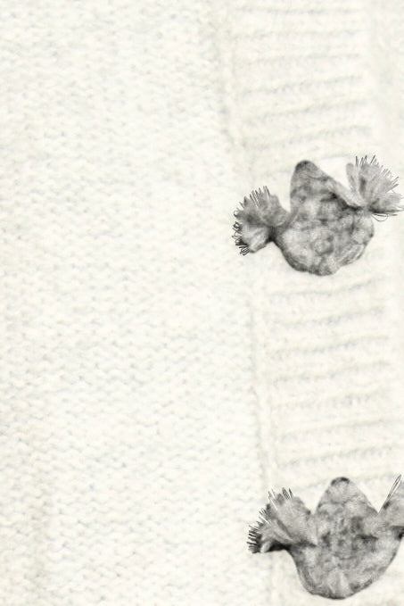 Two small, textured objects on a textured white background