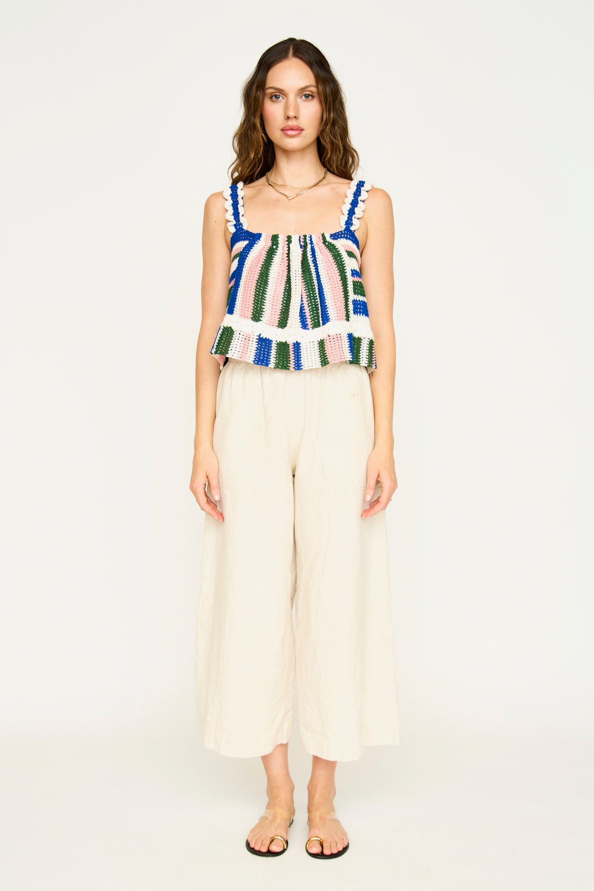Monaco Crochet Tank Carnival Stripe
