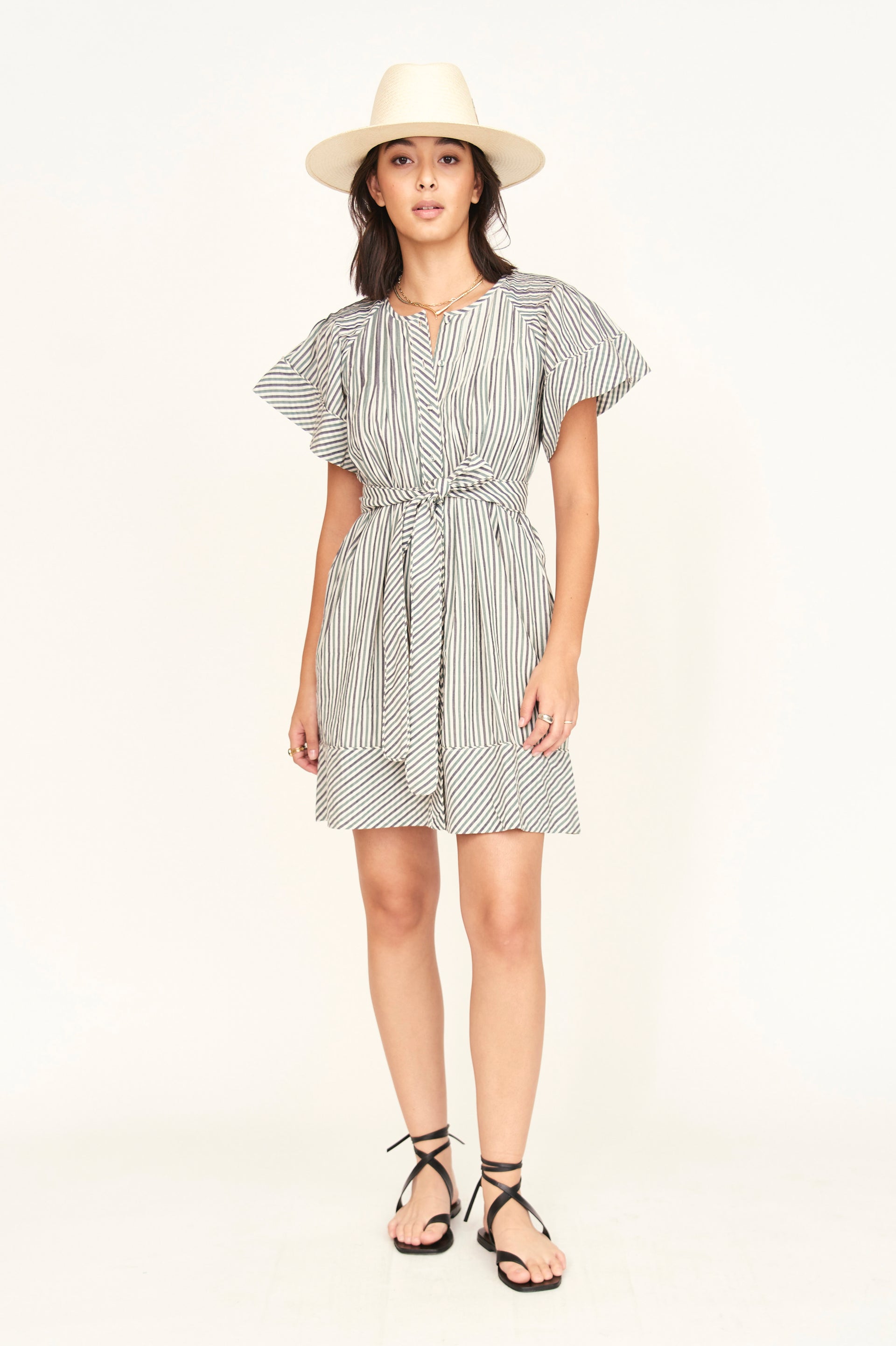 Vienna Pintuck Dress Dune Stripe