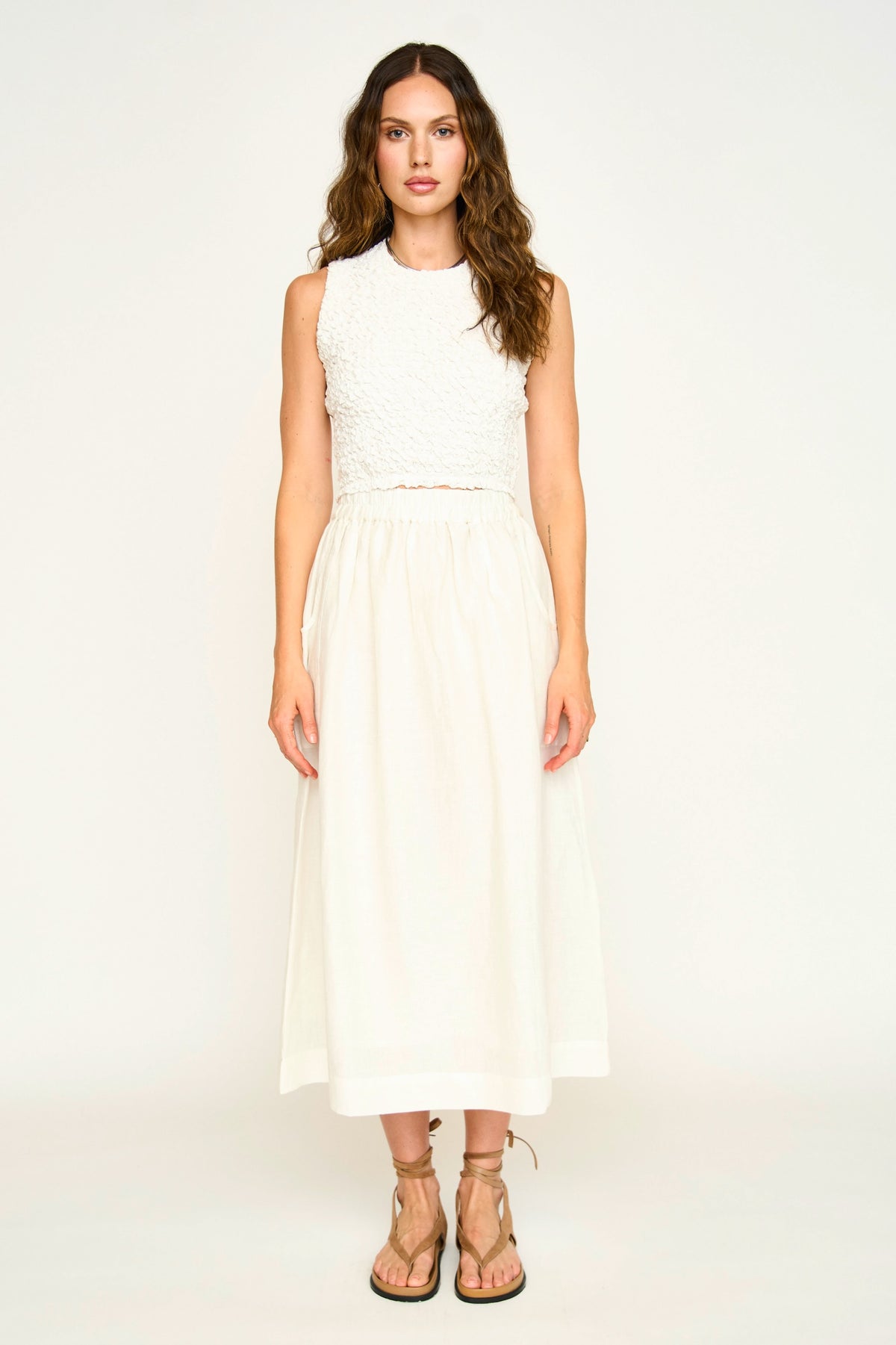 MIRTH Lucia Smocked Top in White