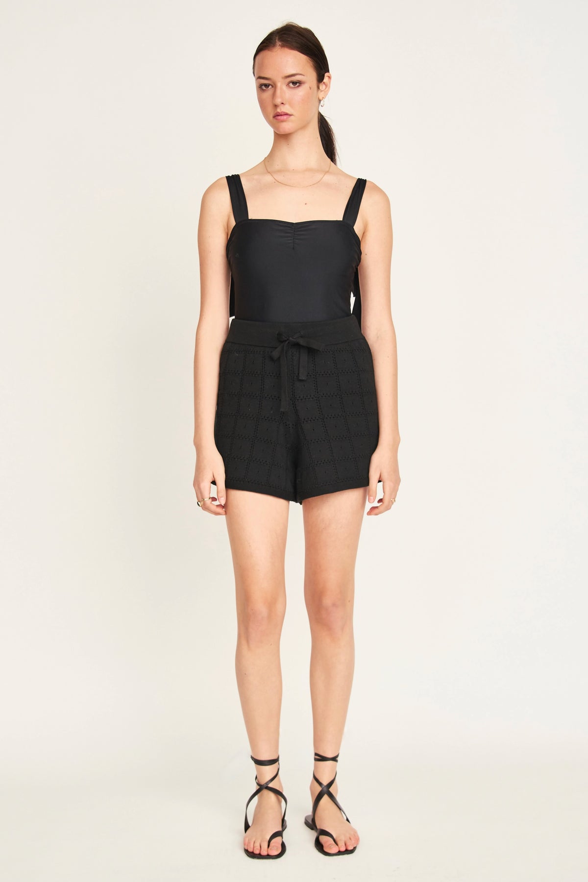 Petra Pointelle Knit Short in Black