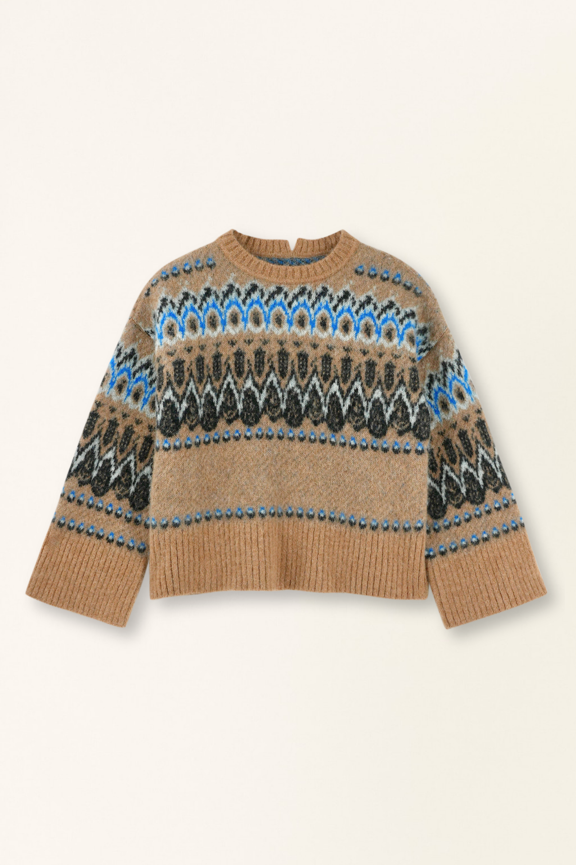 Brown sweater with pattern on a white background