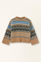 Brown sweater with pattern on a white background