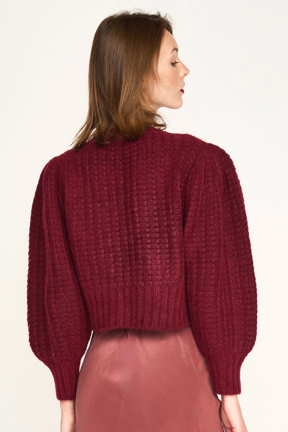 Valmorel Puff Sleeve Pullover in Black Cherry – MIRTH