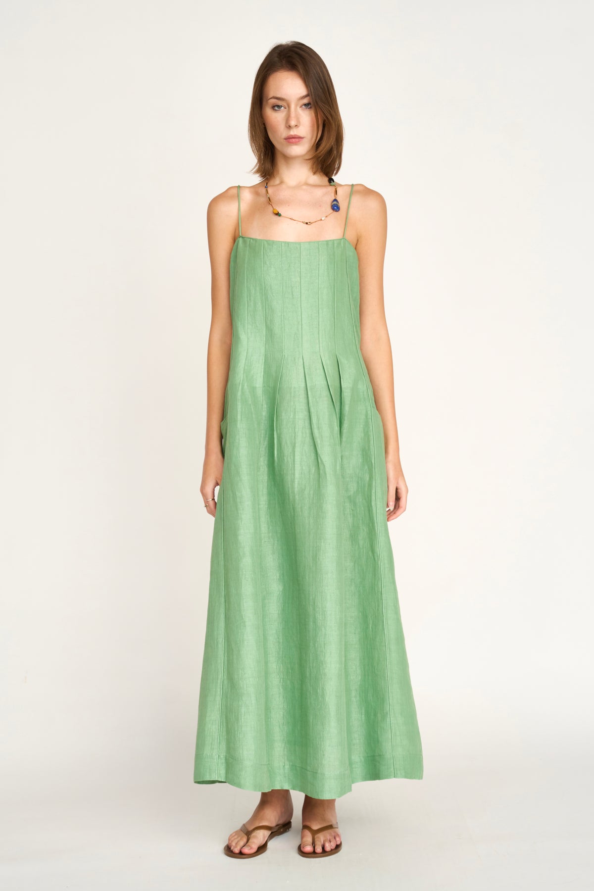 mint green linen dress Zuma in women's winter party outfits