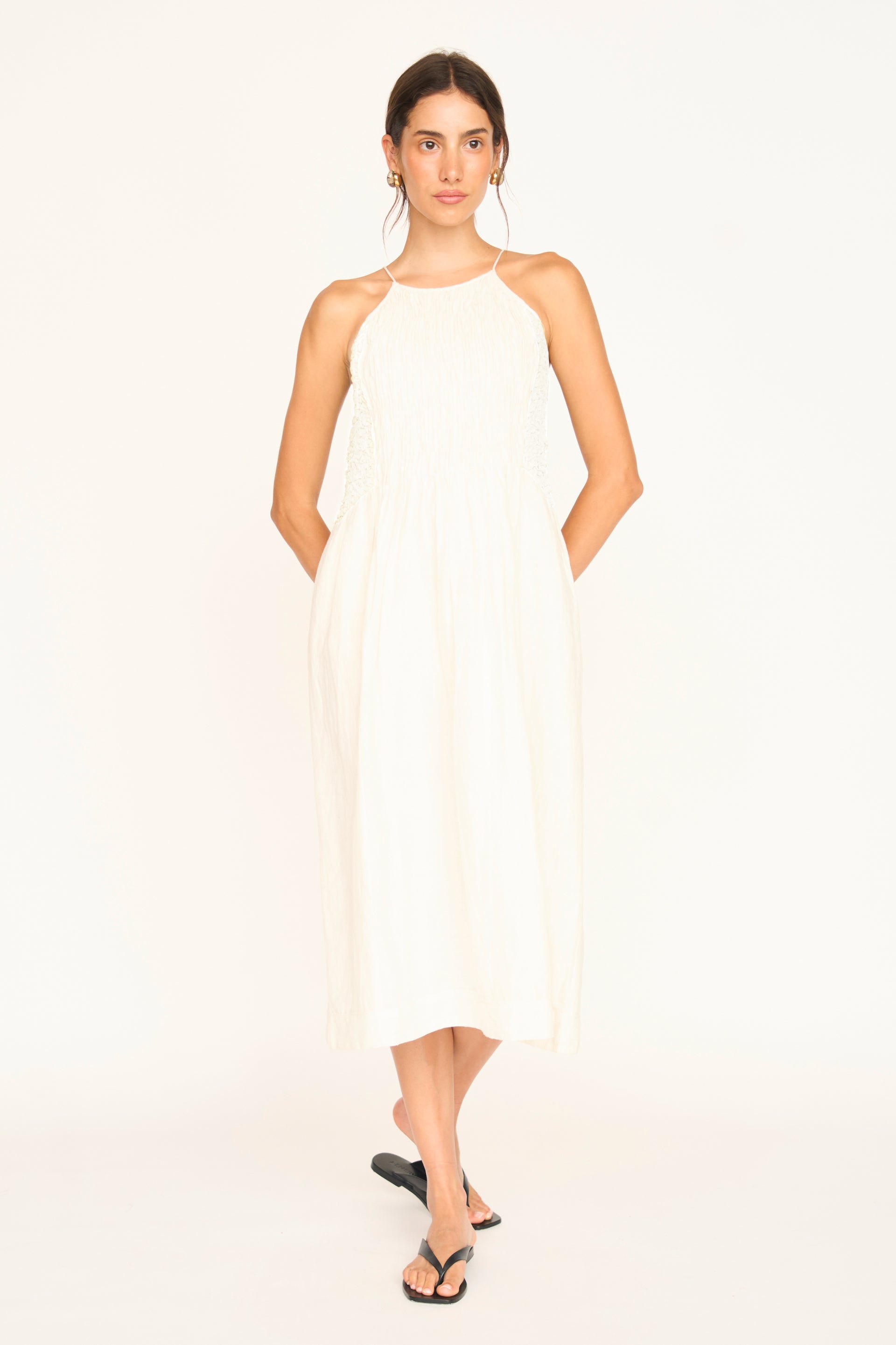 Alba Dress in White Linen