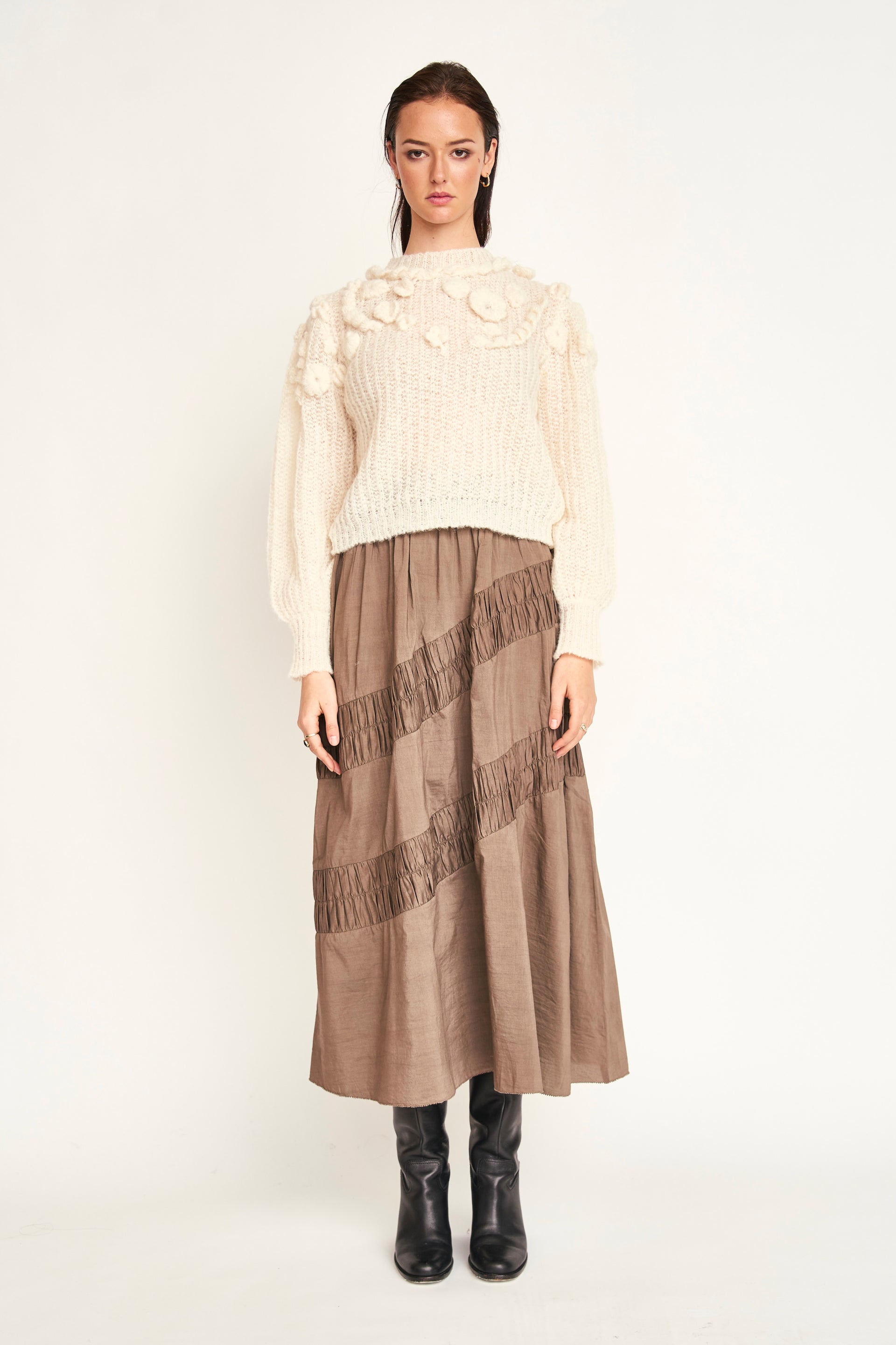 Verona Ruched Skirt Walnut