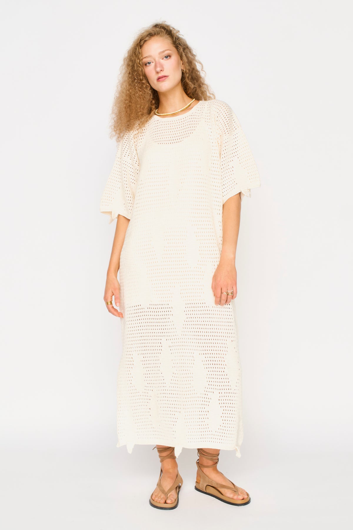 Madagascar Pointelle Dress Bone