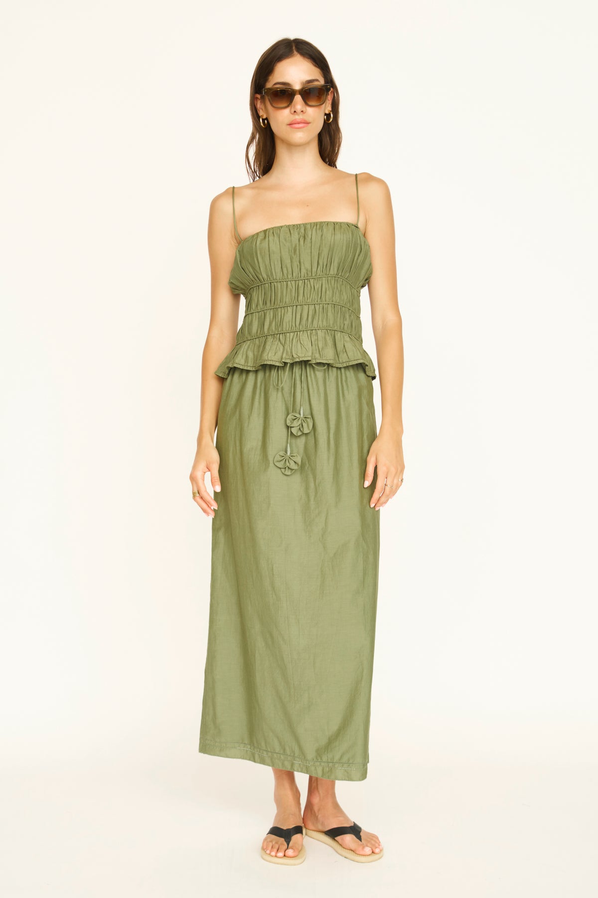 peplum green dress Puglia Top in Dill – MIRTH Peplum midi dress