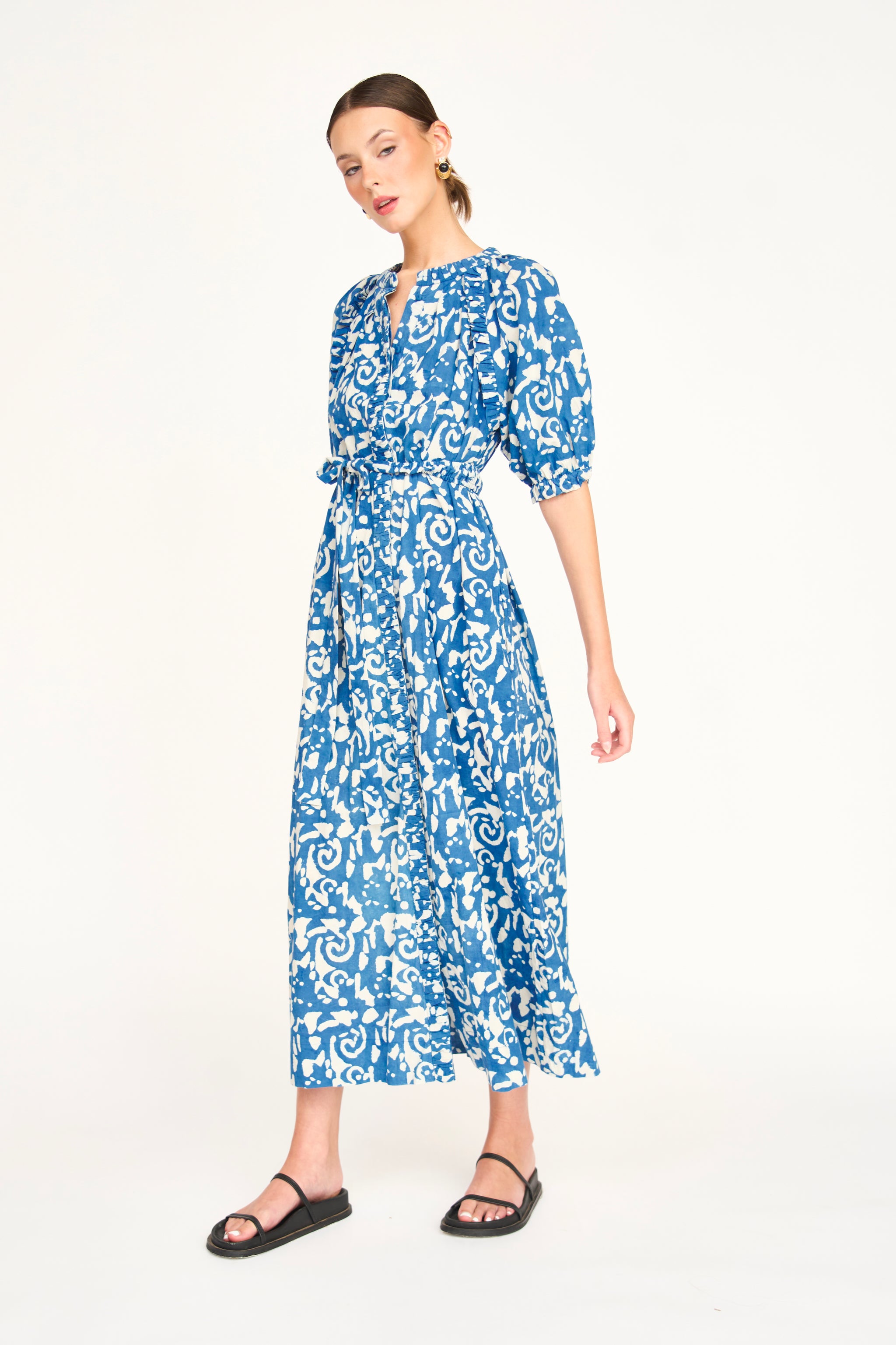 Somerset Long Dress in Indigo Heka Small Somerset Long Dress in Indigo Heka Small