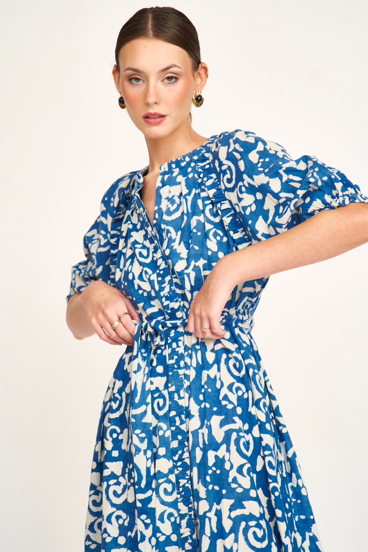 somerset dress in Indigo Heka M Cotton Gauze Dress Women pcat-319 This straight COLOR:NOIR