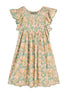 Vienna Pintucked Short Dress in Olive Bloom