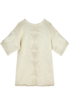 Girl wearing MIRTH women's knit short Osaka sweater dress in bone cream