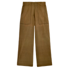 Girl wearing MIRTH women's high waist tivot pant in tannin brown cotton