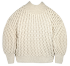 Girl wearing MIRTH women's pullover hand knit honeycomb weave megeve turtleneck sweater in ivory alpaca wool