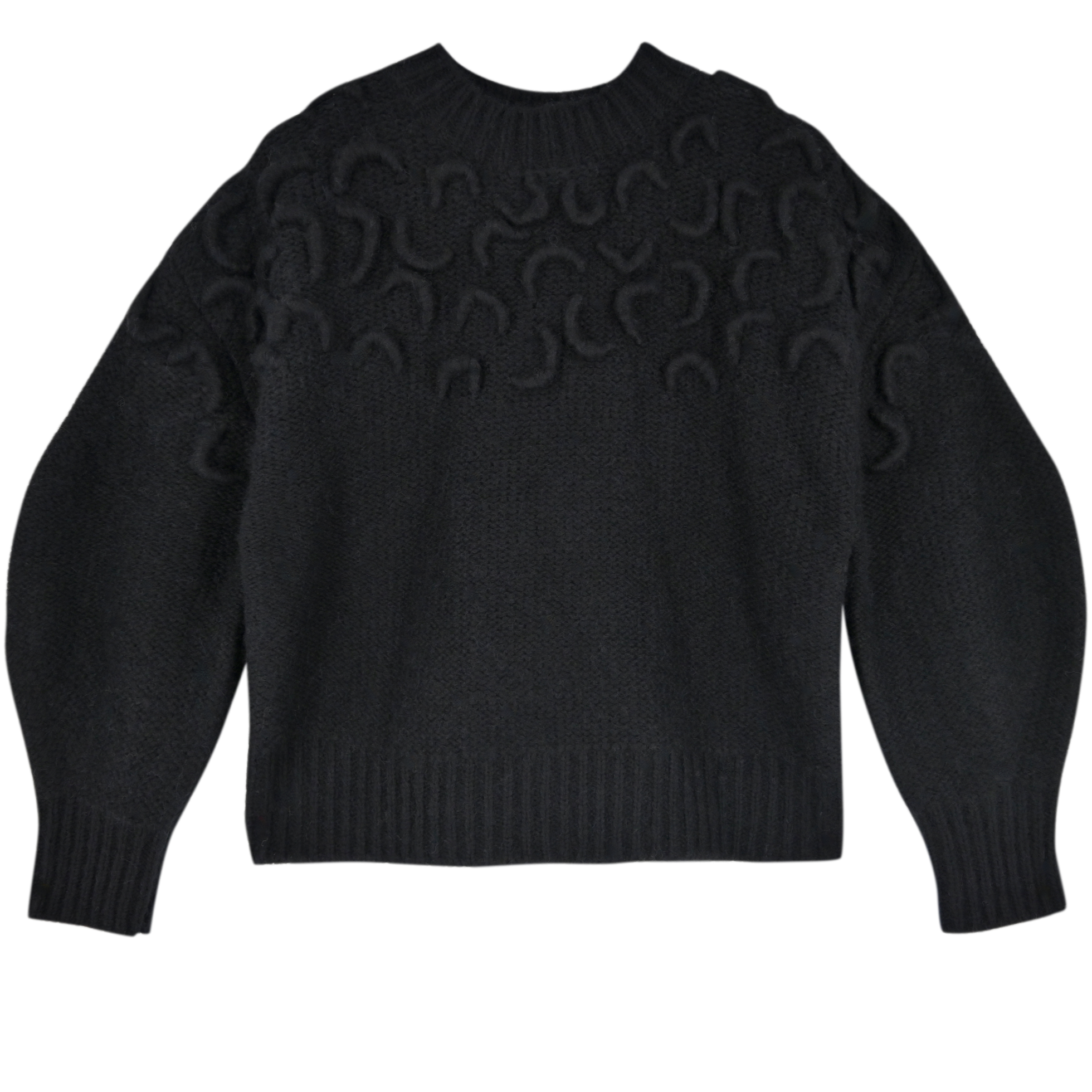 Girl wearing MIRTH women's knit cusco pullover sweater in black wool